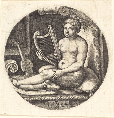 Nainen, jolla on harppu tekijältä Georg Pencz