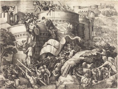 Cartagenan valtaaminen tekijältä Georg Pencz after Giulio Romano