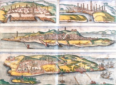 Casablanca, Azemmour, Diu, Goa, Marokko, Intia, Intia. tekijältä Georg and Hogenberg Franz (1535 90) Braun