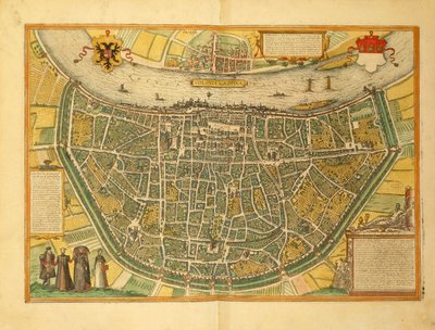 Kölnin kartta Georg Braunin Civitates Orbis Terrarum -teoksesta. tekijältä Georg Braun and Hogenberg Franz