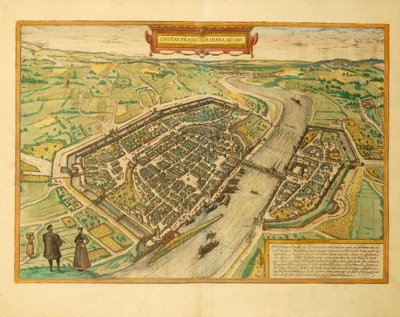 Frankfurtin kartta Civitates Orbis Terrarumilta, kirjoittanut Georg Braun tekijältä Georg Braun and Hogenberg Franz