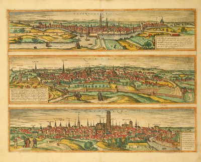 Hertogenboschin, Leuvenin ja Mechelenin kartta Civitates Orbis Terrarumilta, kirjoittanut Georg Braun tekijältä Georg Braun and Hogenberg Franz