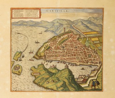 Marseillen kartta Georg Braunin maailmankartalta tekijältä Georg Braun and Hogenberg Franz