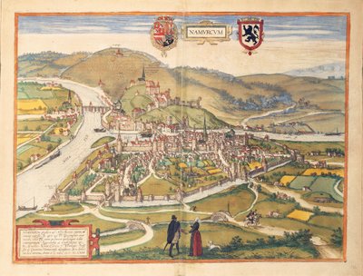 Namurin kartta Civitates Orbis Terrarumilta, kirjoittanut Georg Braun tekijältä Georg Braun and Hogenberg Franz