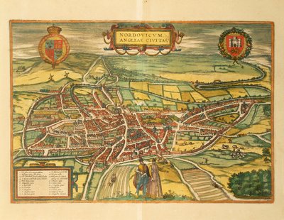 Georg Braunin Norwichin kartta maailman kaupungeista tekijältä Georg Braun and Hogenberg Franz