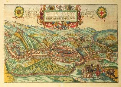 Georg Braunin Piemonten alueen Serravalle Scrivian kartta World Cities -sivustolta tekijältä Georg Braun and Hogenberg Franz