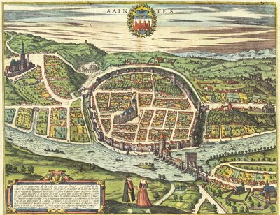 Saintes, Ranska tekijältä Georg and Hogenberg Franz (1535 90) Braun