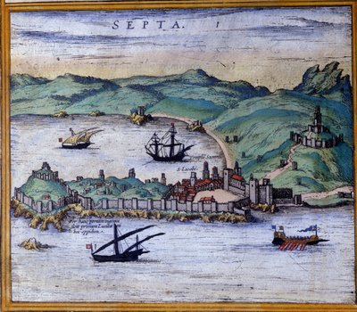 Ceuta, Marokko, Braunin ja Hogenbergin "World Cities" -atlasista tekijältä Georg Braun and Hogenberg Franz