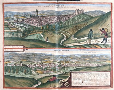 Eisenstadt ja Mannersdorf am Leithagebirge, Itävalta (kaiverrus tekijältä Georg Braun and Hogenberg Franz