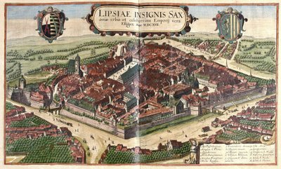 Leipzig, Saksi, Saksa (kaiverrus tekijältä Georg Braun and Hogenberg Franz
