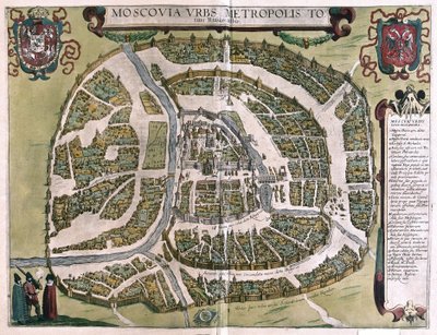 Moskova, Venäjä (kaiverrus tekijältä Georg Braun and Hogenberg Franz