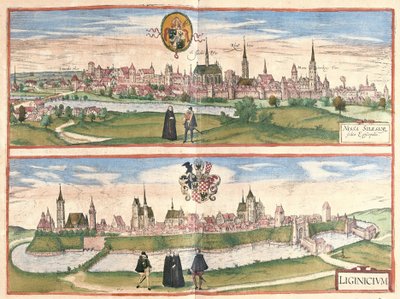 Nysa ja Legnica (Legnica), Puola (kaiverrus tekijältä Georg Braun and Hogenberg Franz
