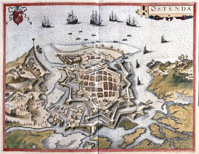 Oostende, Belgia (kaiverrus tekijältä Georg Braun and Hogenberg Franz