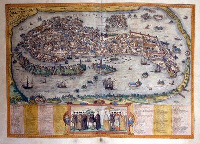 Näkymä Venetsiaan Braunin ja Hogenbergin Civitates Orbis Terrarum -atlasista tekijältä Georg Braun and Hogenberg Franz