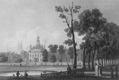 Bethlehem Hospital, sellaisena kuin se ilmestyi kesäkuussa 1811, Lontoo (kaiverrus) tekijältä George (after) Arnald