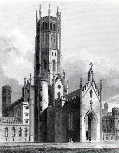 Fonthill Abbey luoteesta, John Brittonin "Graphic and Literary Illustrations of Fonthill Abbey", kaiverrus J. Lambert tekijältä George (after) Cattermole