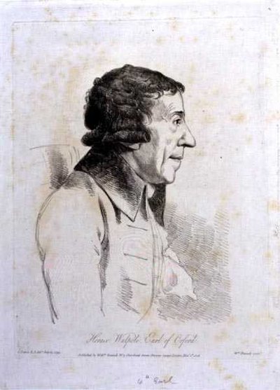 Horace Walpole, Orfordin 4. jaarli (1717-97), kaiverrus William Daniell (1769-1837) tekijältä George (after) Dance