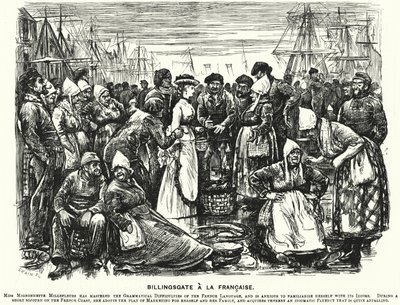 Punch-sarjakuva: Billingsgate a la Francaise (kaiverrus) tekijältä George (after) Du Maurier