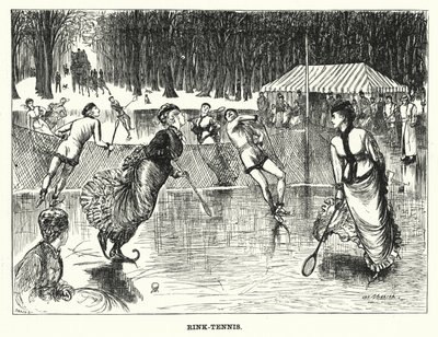 Punch-sarjakuva: Rink-Tennis (kaiverrus) tekijältä George (after) Du Maurier