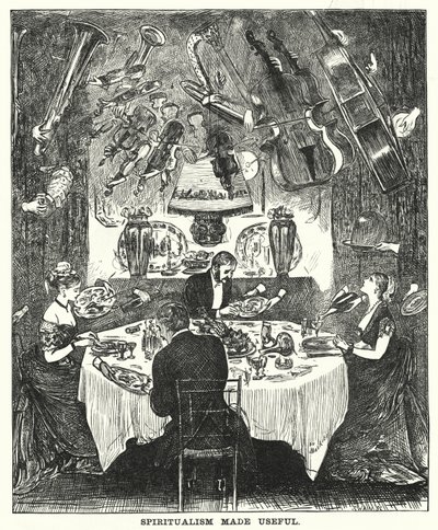 Punch sarjakuva: Spiritualism Made Useful (kaiverrus) tekijältä George (after) Du Maurier