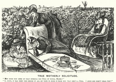 Punch-sarjakuva: True Motherly Solicitude (kaiverrus) tekijältä George (after) Du Maurier