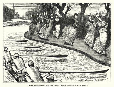 Punch sarjakuva: Miksi ei Girton Rink. Milloin Cambridge Rows? (kaiverrus) tekijältä George (after) Du Maurier