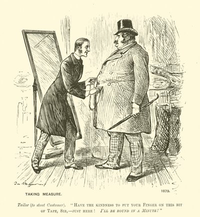 Mittojen ottaminen (kaiverrus) tekijältä George (after) Du Maurier