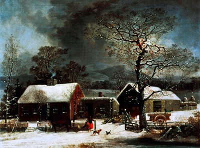 Talvikohtaus New Havenissa, n. 1858 (värilitho) tekijältä George (after) Durrie