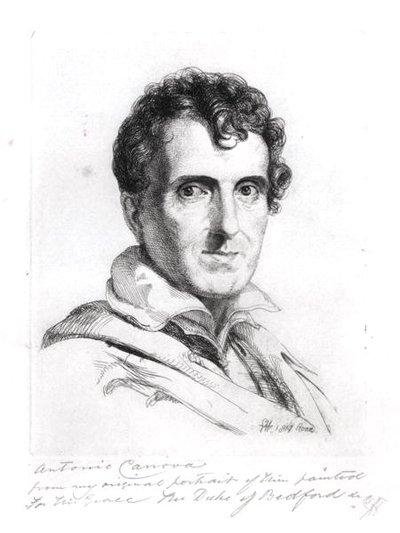 Antonio Canovan (1757-1822) muotokuva 1817 (kaiverrus) (mv-valokuva) tekijältä George (after) Hayter