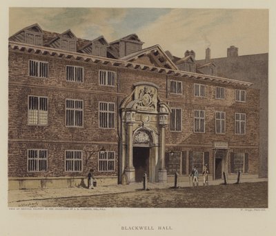 Blackwell Hall, Lontoon kaupunki (väri litho) tekijältä George (after) Shepherd