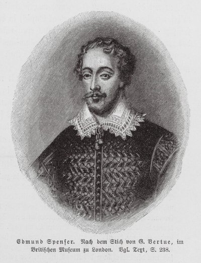 Edmund Spenser, englantilainen runoilija (kaiverrus) tekijältä George (after) Vertue