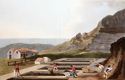 Alum Works, Yorkshiren puku, Robert Havellin (1769-1832) kaiverrus 1814 (väri litho) tekijältä George (after) Walker