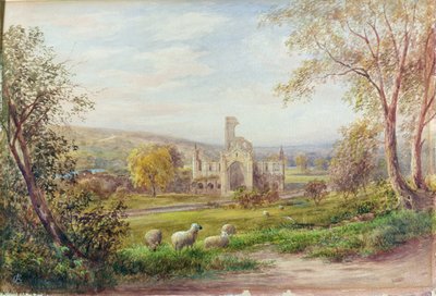 Kirkstall Abbey, Leeds (akvarelli paperille) tekijältä George Alexander