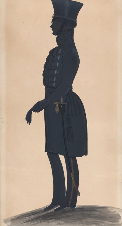 Eversti H.J. Daniell, täyspitkä vasemmalla, 1827-44. tekijältä George Angelo Crowhurst
