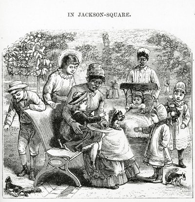 Jackson Squarella, New Orleansissa, kuvitus julkaisusta "America Revisited..." (kaiverrus) tekijältä George Augustus Sala