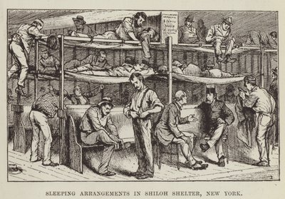 Nukkumisjärjestelyt Shiloh Shelterissä, New Yorkissa tekijältä George Augustus Sala