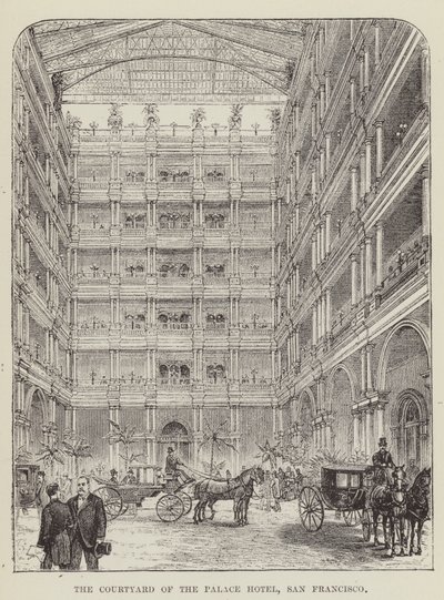 Palace-hotellin sisäpiha, San Francisco tekijältä George Augustus Sala