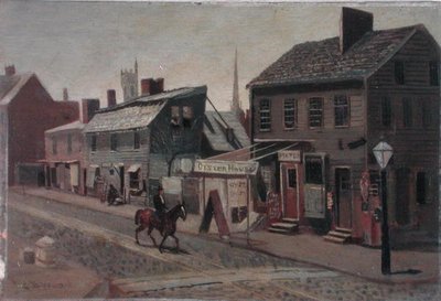 S.W. Corner of 13th and Race Street, n. 1875 (öljy aluksella) tekijältä George Bacon Wood