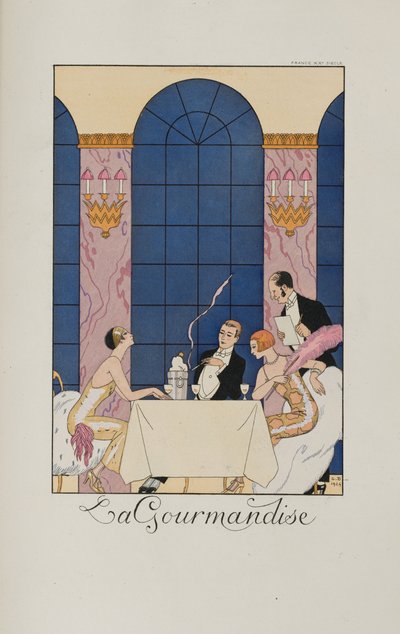 Röyhelöitä ja röyhelöitä: La Gourmandise, 1924. tekijältä George Barbier