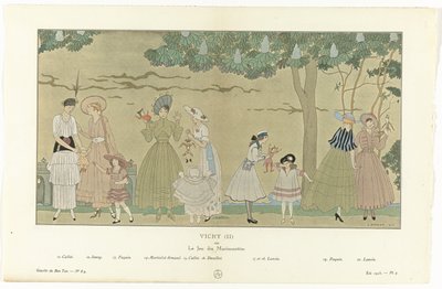 Gazette du Bon Ton, kesä 1915 - nro 8-9, osa 3: Vichy (II) / tai / Le Jeu des Marionnettes (otsikko esineessä) tekijältä George Barbier