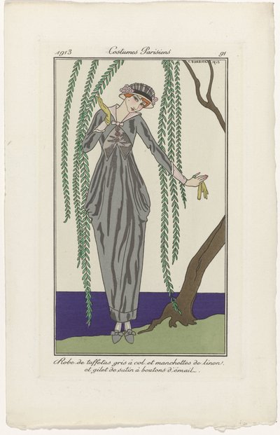 Journal des Dames et des Modes, Costumes Parisiens, 1913, nro 91: Taftipuku (...) tekijältä George Barbier