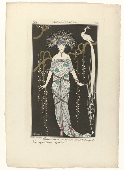 Journal des Dames et des Modes, Costumes Parisiens, 1914, nro 168: Suuri iltapuku (...) tekijältä George Barbier