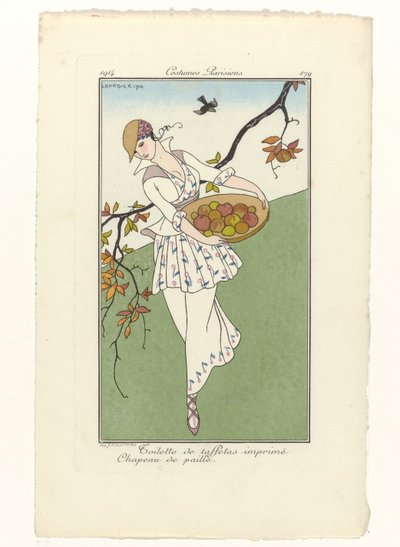 Journal des Dames et des Modes, Costumes Parisiens, 1914, nro 179: WC:t taftissa (...) tekijältä George Barbier