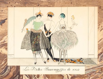 Kauniit Sauvageffes vuodelta 1920, Le Bonheur du Jour tai Les Graces à la Mode, 1924. tekijältä George Barbier