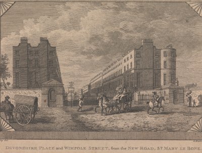 Devonshire Place ja Wimpole Street, New Roadilta, St. Mary le Bone tekijältä George Barret