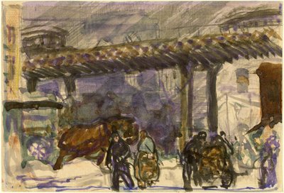 Talvipäivä - Koron alla lähellä Brooklyn Bridgeä tekijältä George Bellows