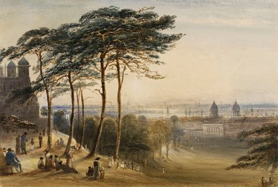 Greenwich observatoriokukkulalta, noin 1850 (akvarelli). tekijältä George Bryant Campion