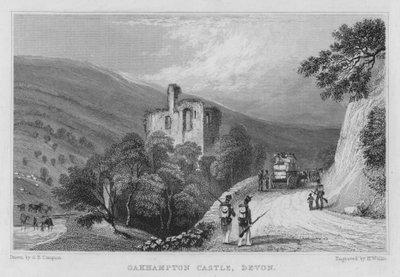 Okehampton Castle, Devon (kaiverrus) tekijältä George Bryant Campion