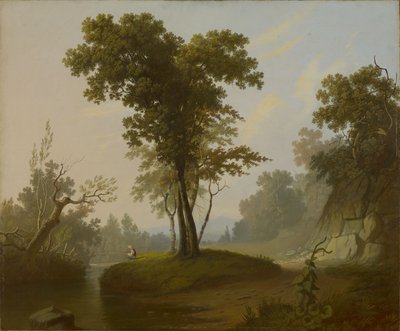 Maisema ja kalastaja tekijältä George Caleb Bingham