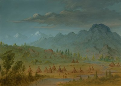 Crow Village ja Lohijoen vuoret, 18551869. tekijältä George Catlin